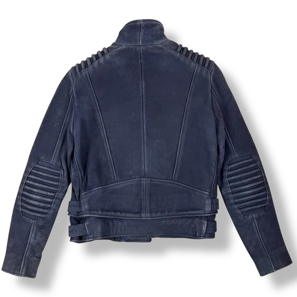 THE KOOPLES blue lamb leather motorcycle biker jacket - Picture 3 of 16